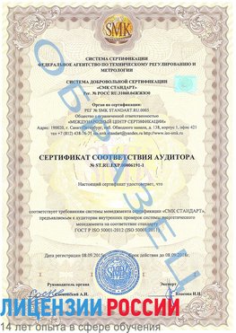 Образец сертификата соответствия аудитора №ST.RU.EXP.00006191-1 Курган Сертификат ISO 50001
